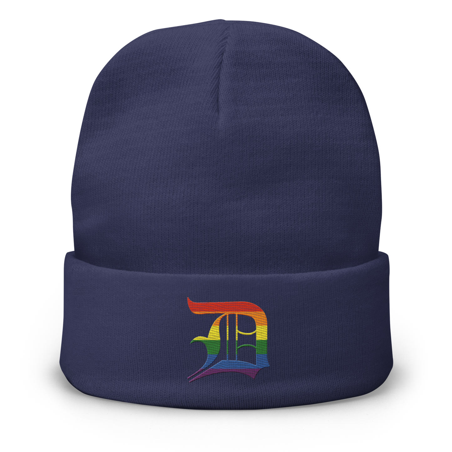 Detroit 'Old English D' Winter Beanie (Rainbow Pride Edition)