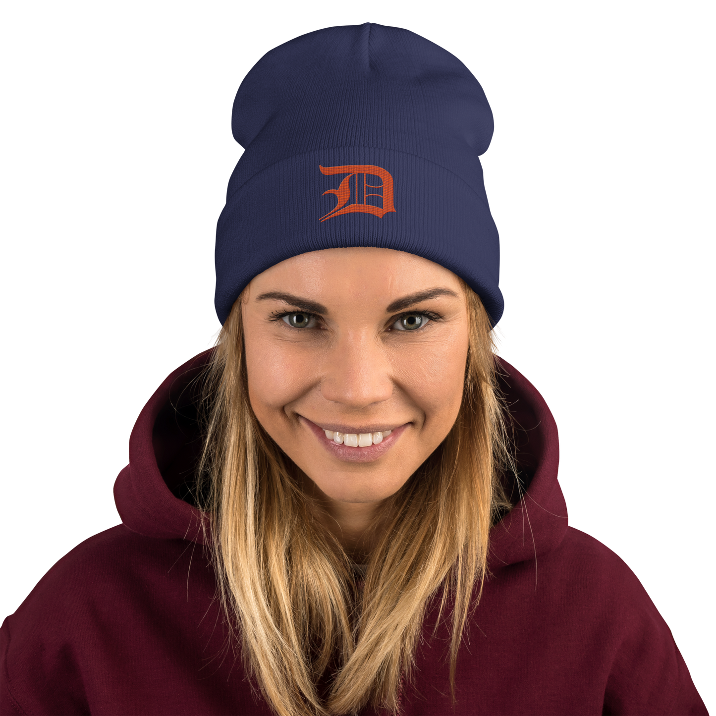 Detroit 'Old English D' Winter Beanie (Maple Leaf Orange)