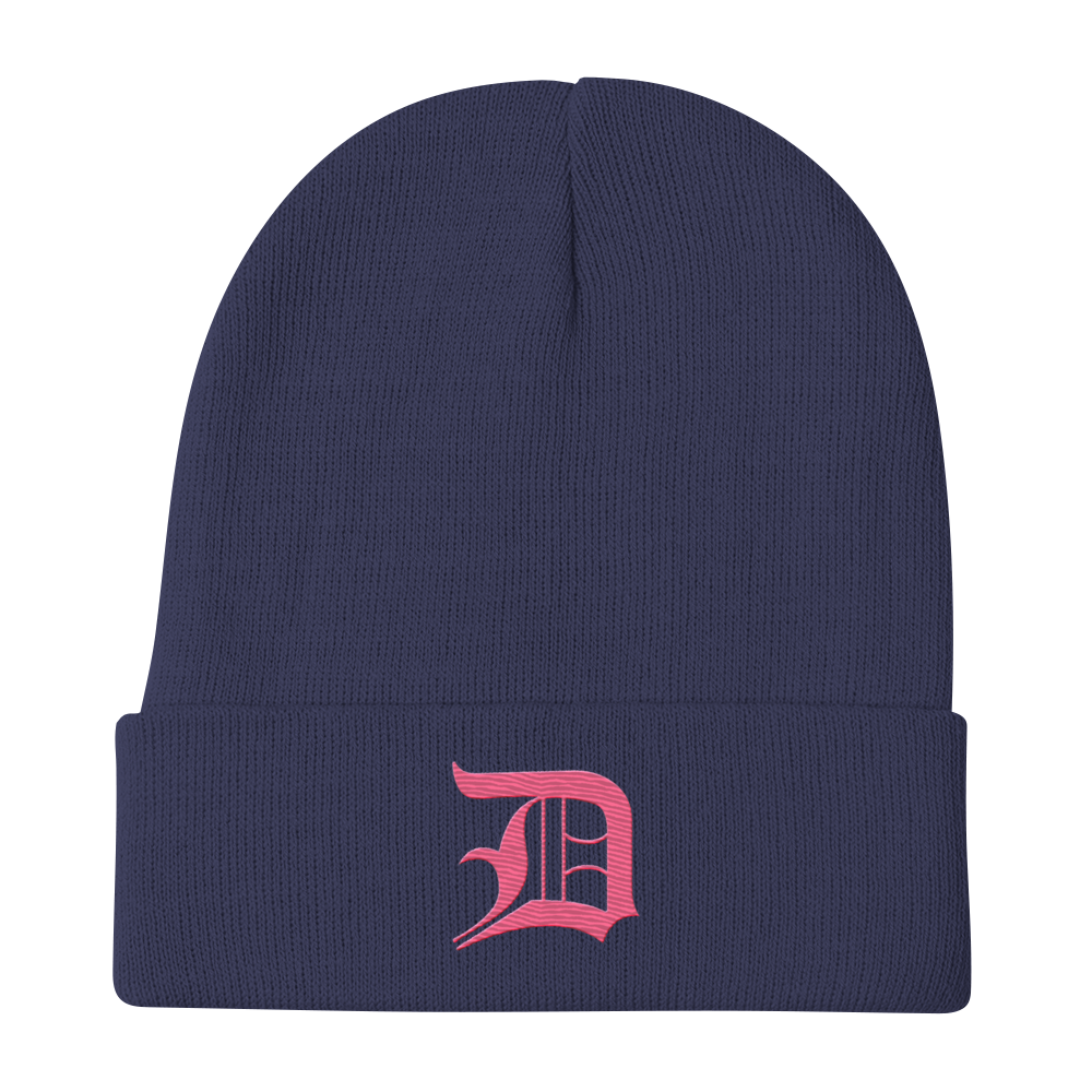 Detroit 'Old English D' Winter Beanie (Rhodochrosite Pink)