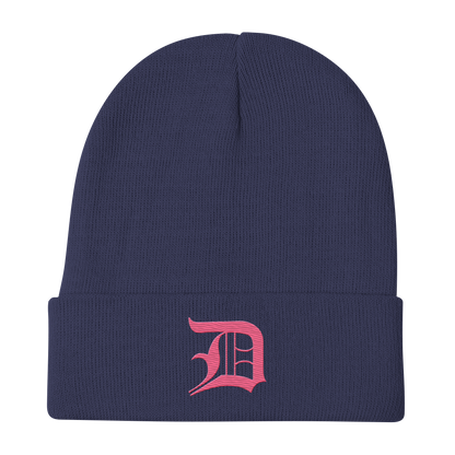 Detroit 'Old English D' Winter Beanie (Rhodochrosite Pink)