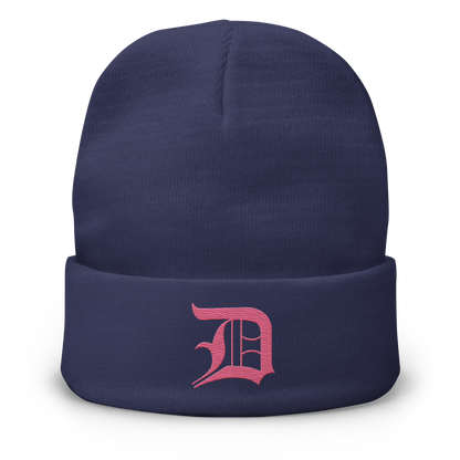 Detroit 'Old English D' Winter Beanie (Rhodochrosite Pink)