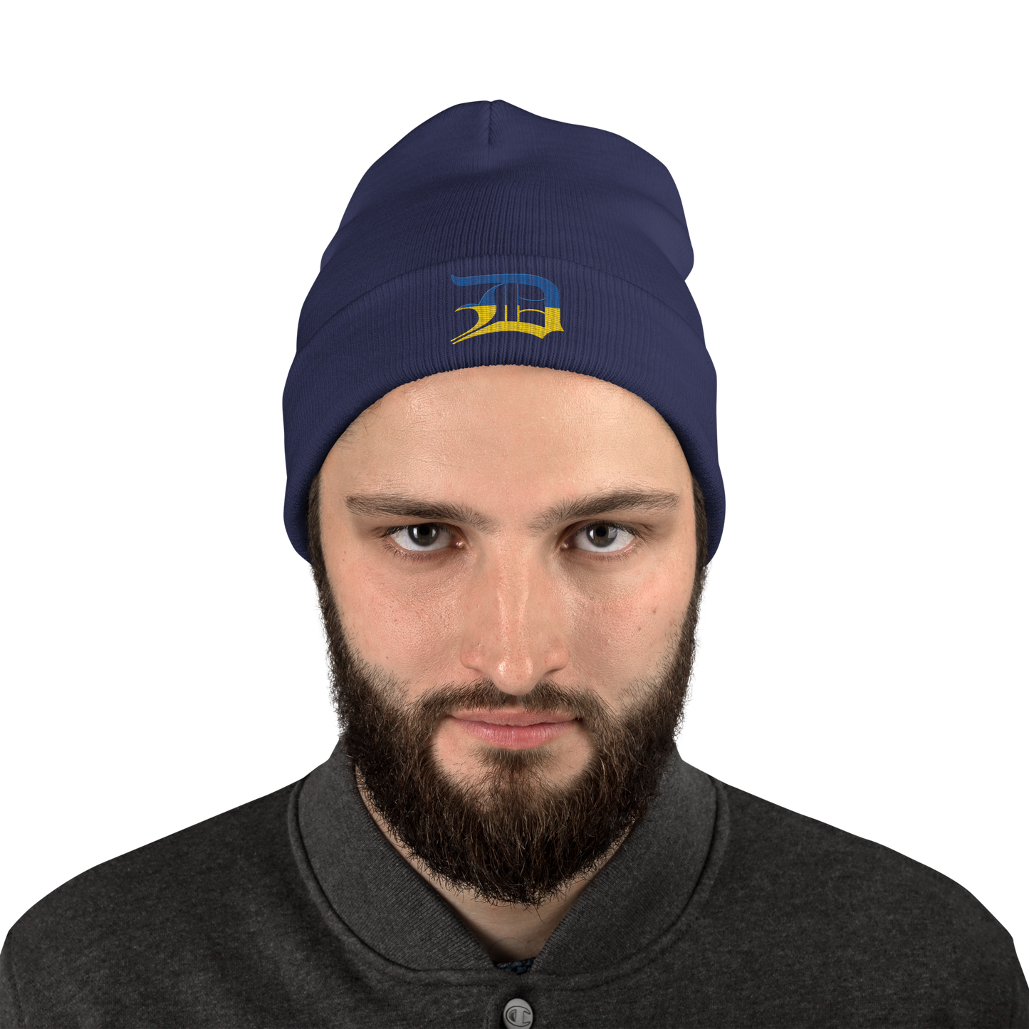 Detroit 'Old English D' Winter Beanie (Ukraine Edition)