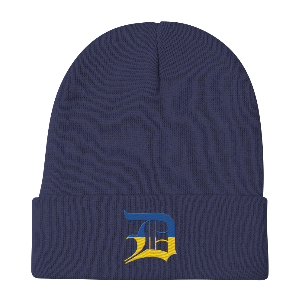 Detroit 'Old English D' Winter Beanie (Ukraine Edition)