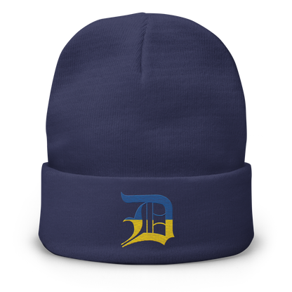 Detroit 'Old English D' Winter Beanie (Ukraine Edition)