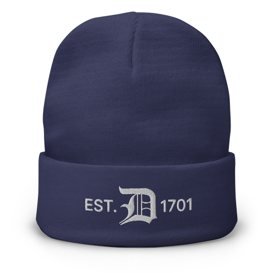 Detroit 'EST. 1701' Winter Beanie (w/ Old English 'D')