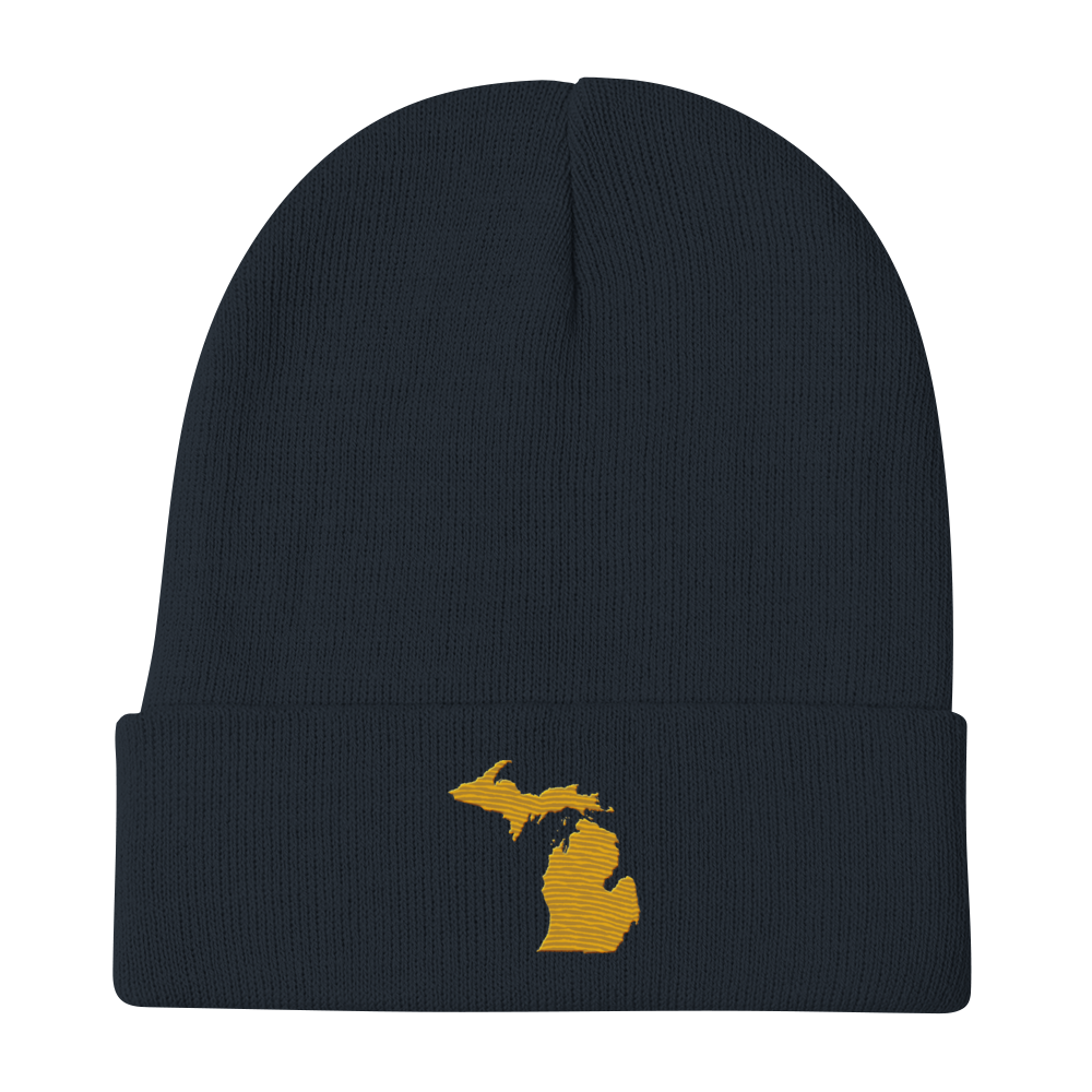 Michigan Winter Beanie | Gold Outline