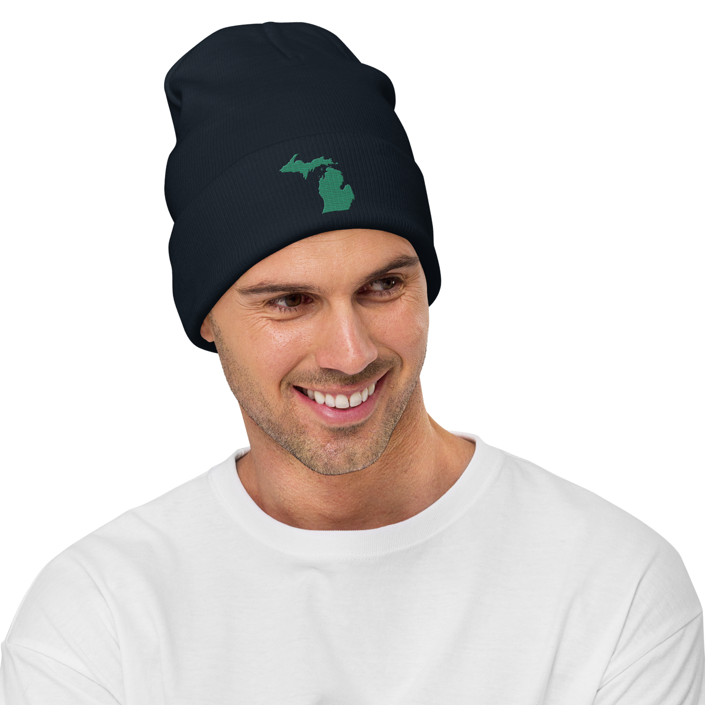 Michigan Winter Beanie | Emerald Green Outline