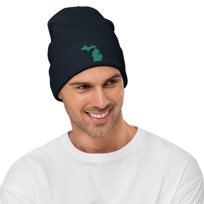 Michigan Winter Beanie | Emerald Green Outline