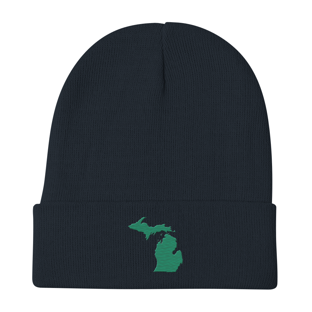 Michigan Winter Beanie | Emerald Green Outline