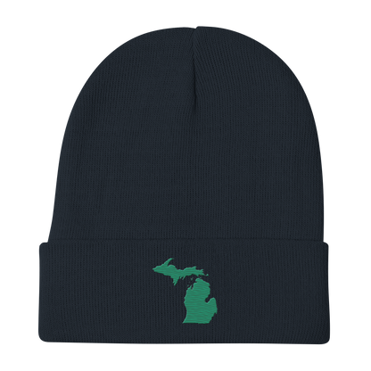 Michigan Winter Beanie | Emerald Green Outline