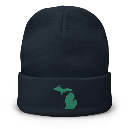 Michigan Winter Beanie | Emerald Green Outline