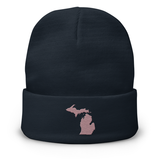 Michigan Winter Beanie | Cherry Blossom Pink Outline