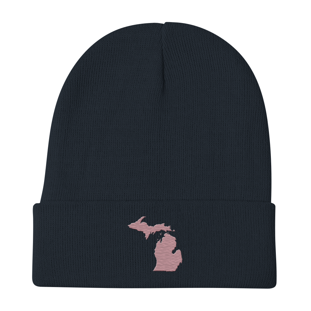 Michigan Winter Beanie | Cherry Blossom Pink Outline