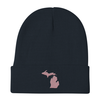 Michigan Winter Beanie | Cherry Blossom Pink Outline