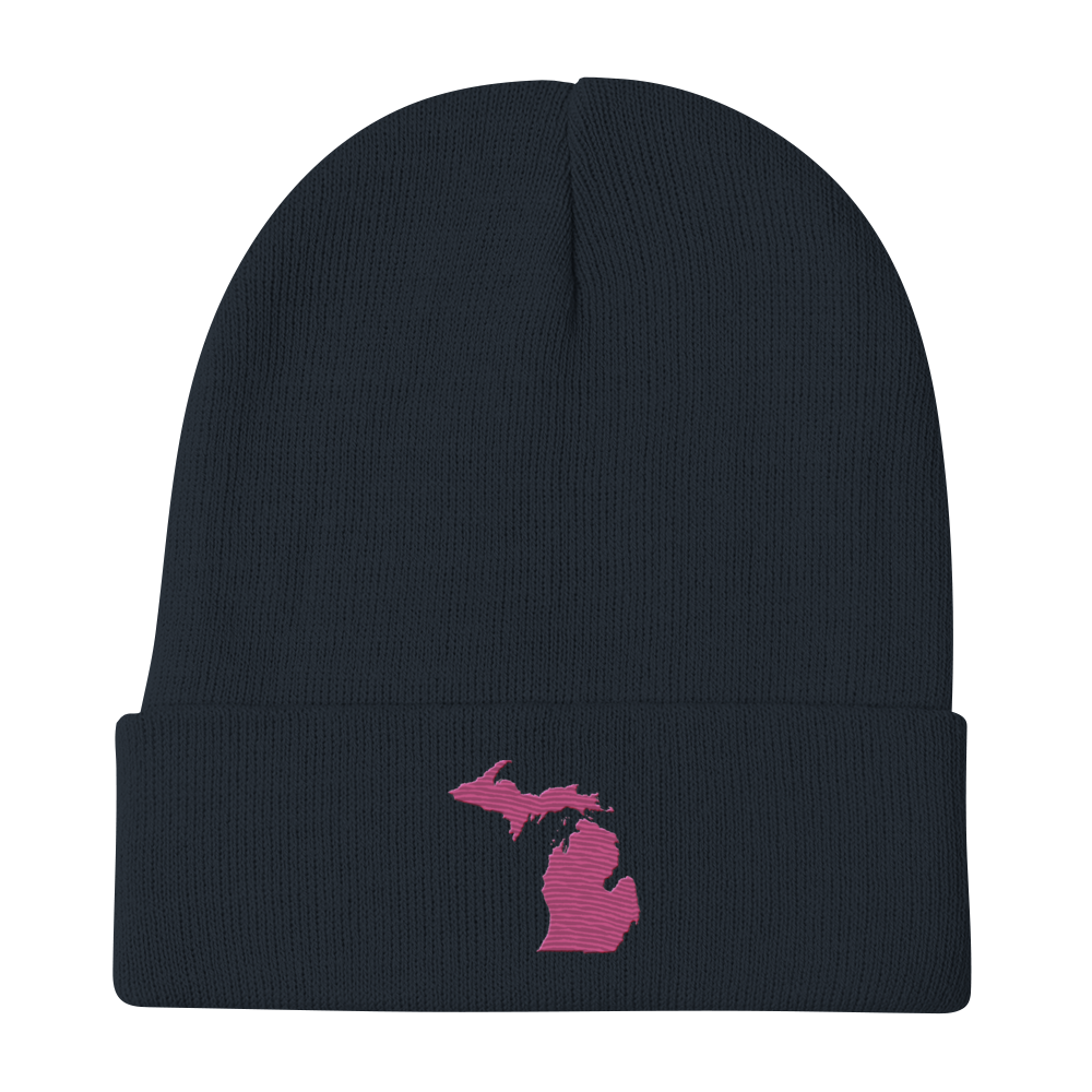 Michigan Winter Beanie | Apple Blossom Pink Outline