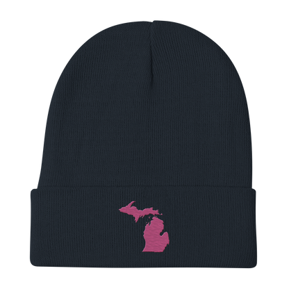 Michigan Winter Beanie | Apple Blossom Pink Outline