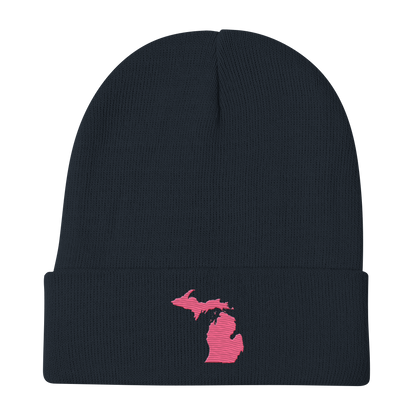 Michigan Winter Beanie | Rhodochrosite Pink Outline