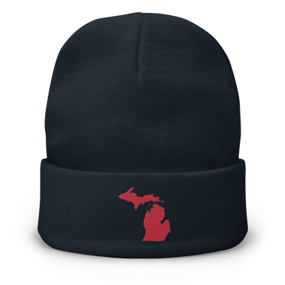 Michigan Winter Beanie | Lighthouse Red Outline