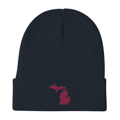 Michigan Winter Beanie | Ruby Red Outline