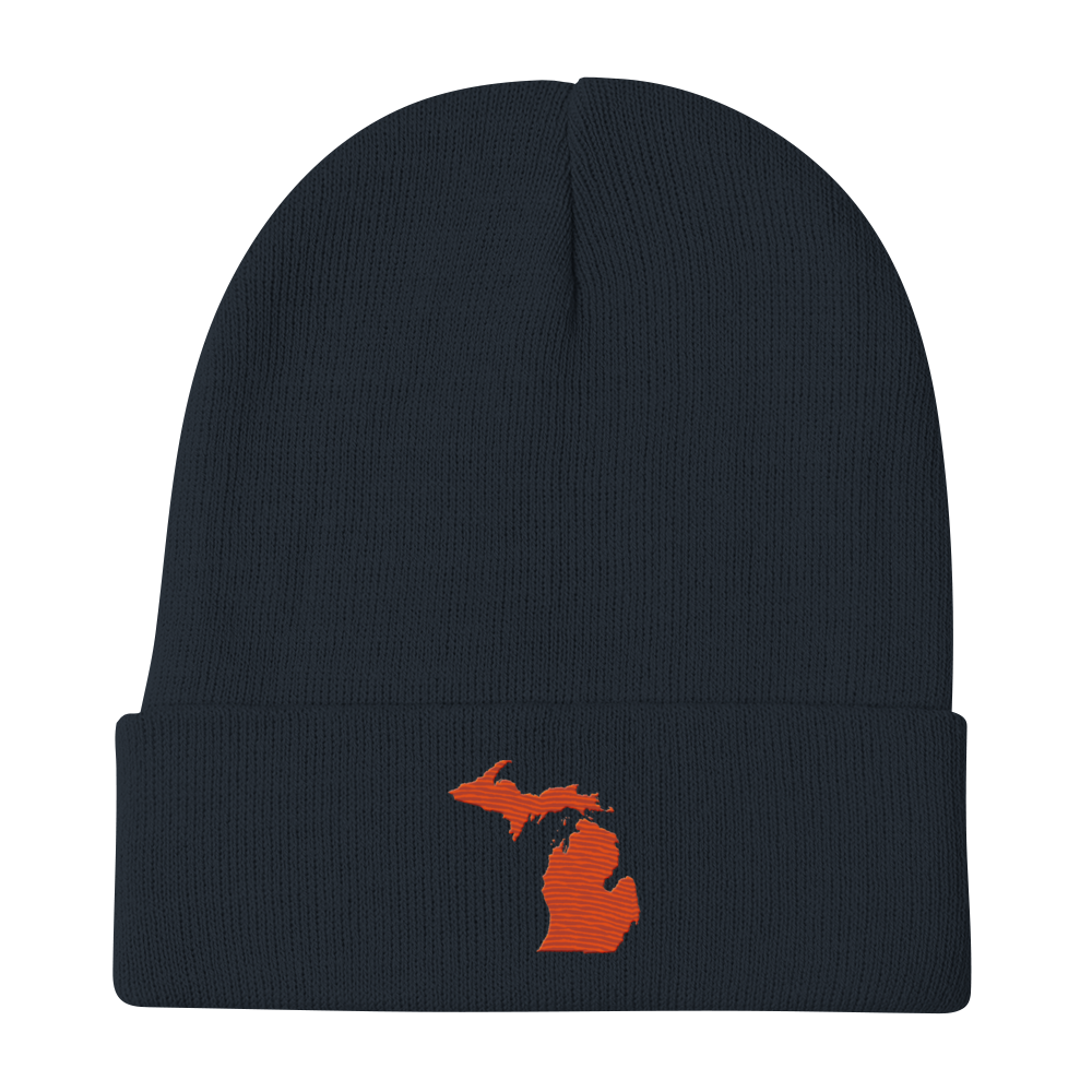 Michigan Winter Beanie | Maple Leaf Orange Outline