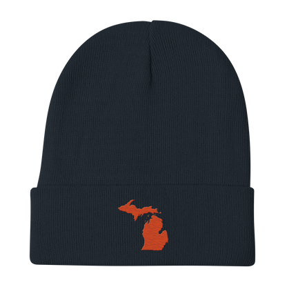 Michigan Winter Beanie | Maple Leaf Orange Outline