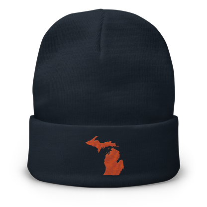 Michigan Winter Beanie | Maple Leaf Orange Outline