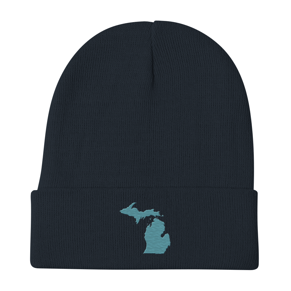 Michigan Winter Beanie | Huron Blue Outline