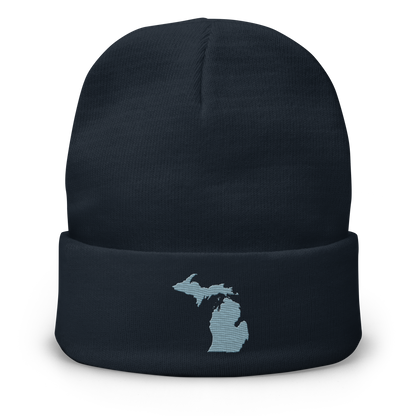 Michigan Winter Beanie | Opal Blue Outline