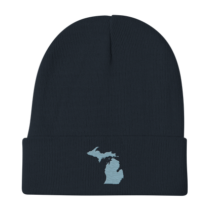 Michigan Winter Beanie | Opal Blue Outline