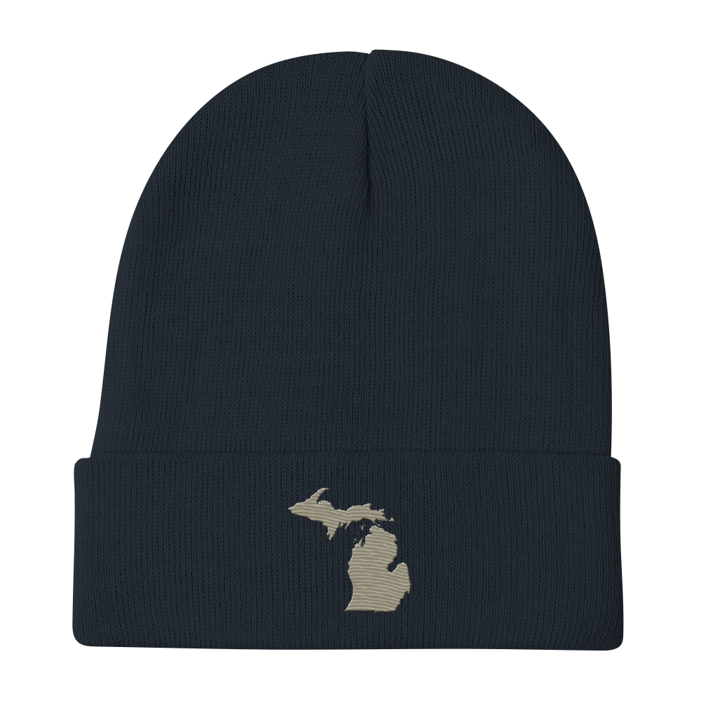 Michigan Winter Beanie | Petoskey Beige Outline