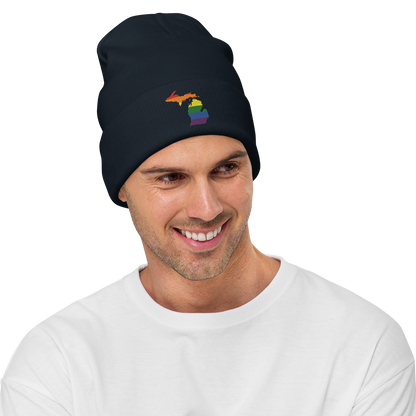 Michigan Winter Beanie | Rainbow Pride Outline