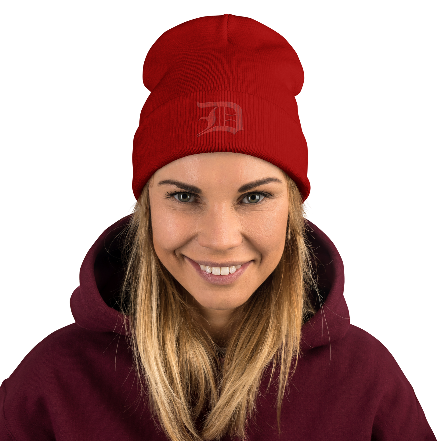 Detroit 'Old English D' Winter Beanie (Alform Red)