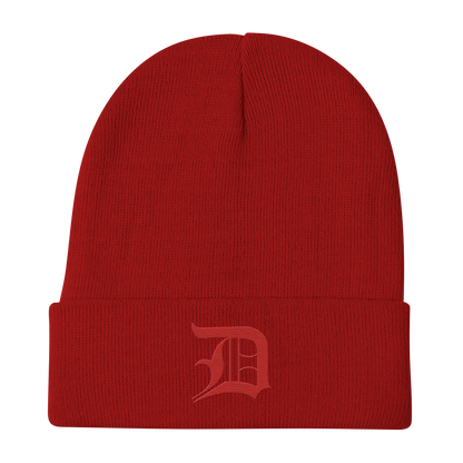 Detroit 'Old English D' Winter Beanie (Alform Red)