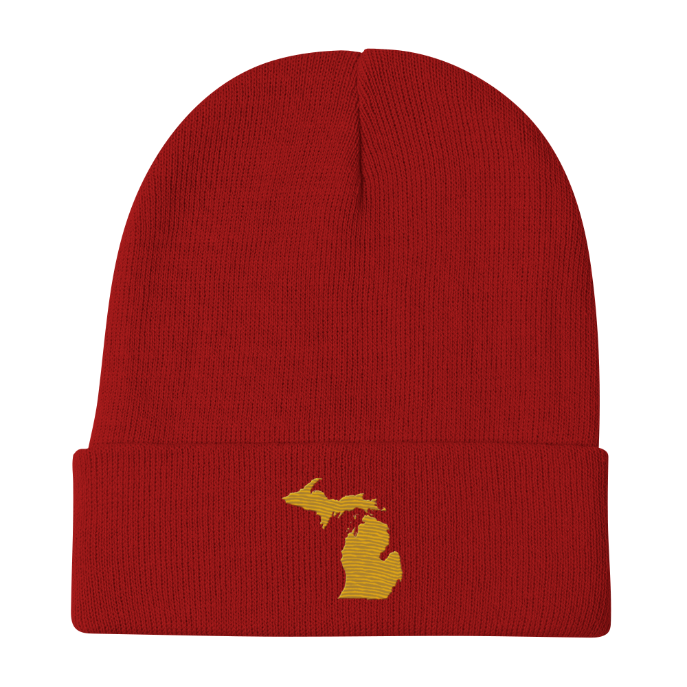 Michigan Winter Beanie | Gold Outline