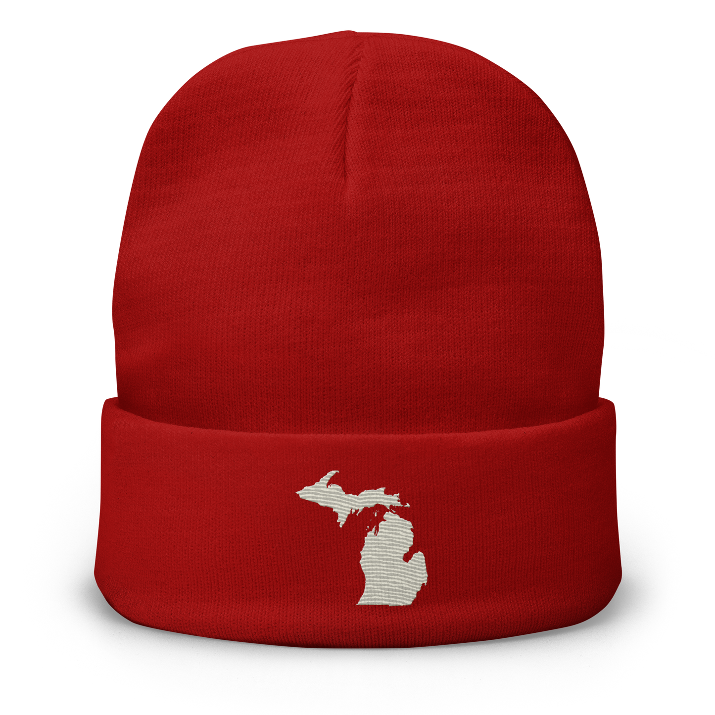 Michigan Winter Beanie | Ivory White Outline