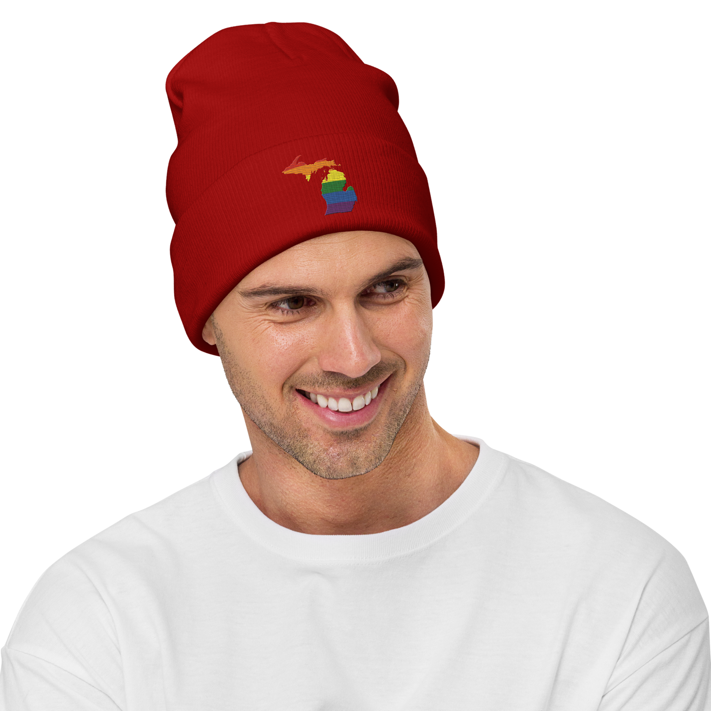 Michigan Winter Beanie | Rainbow Pride Outline