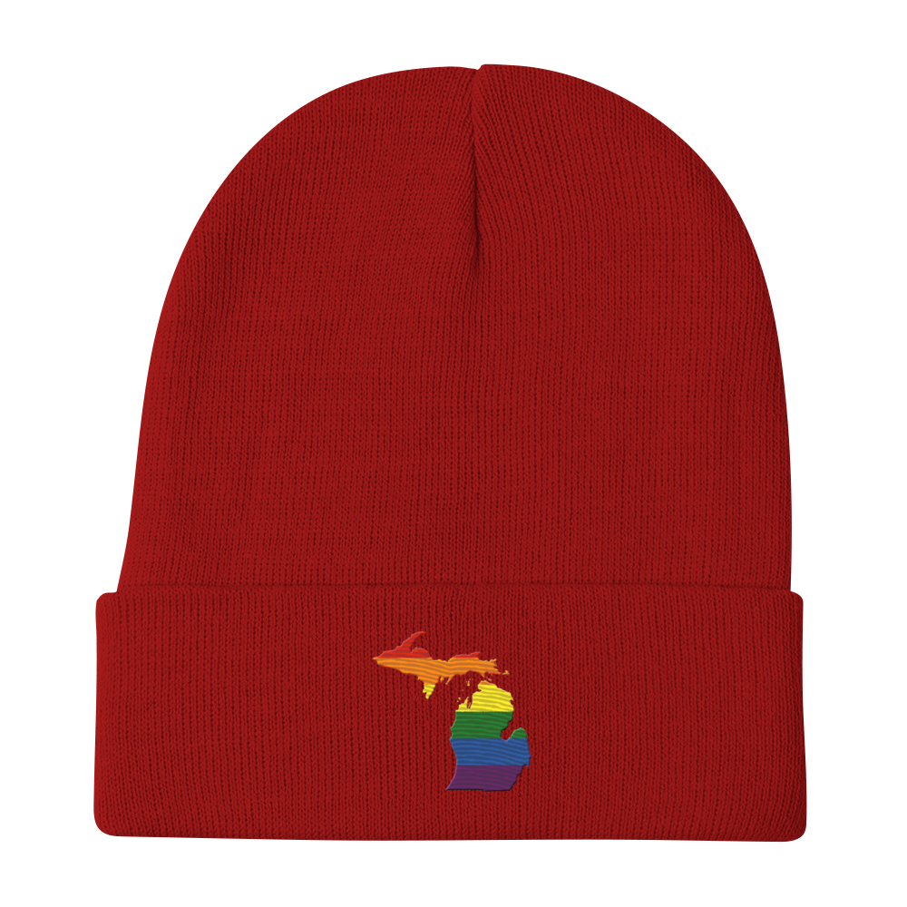 Michigan Winter Beanie | Rainbow Pride Outline