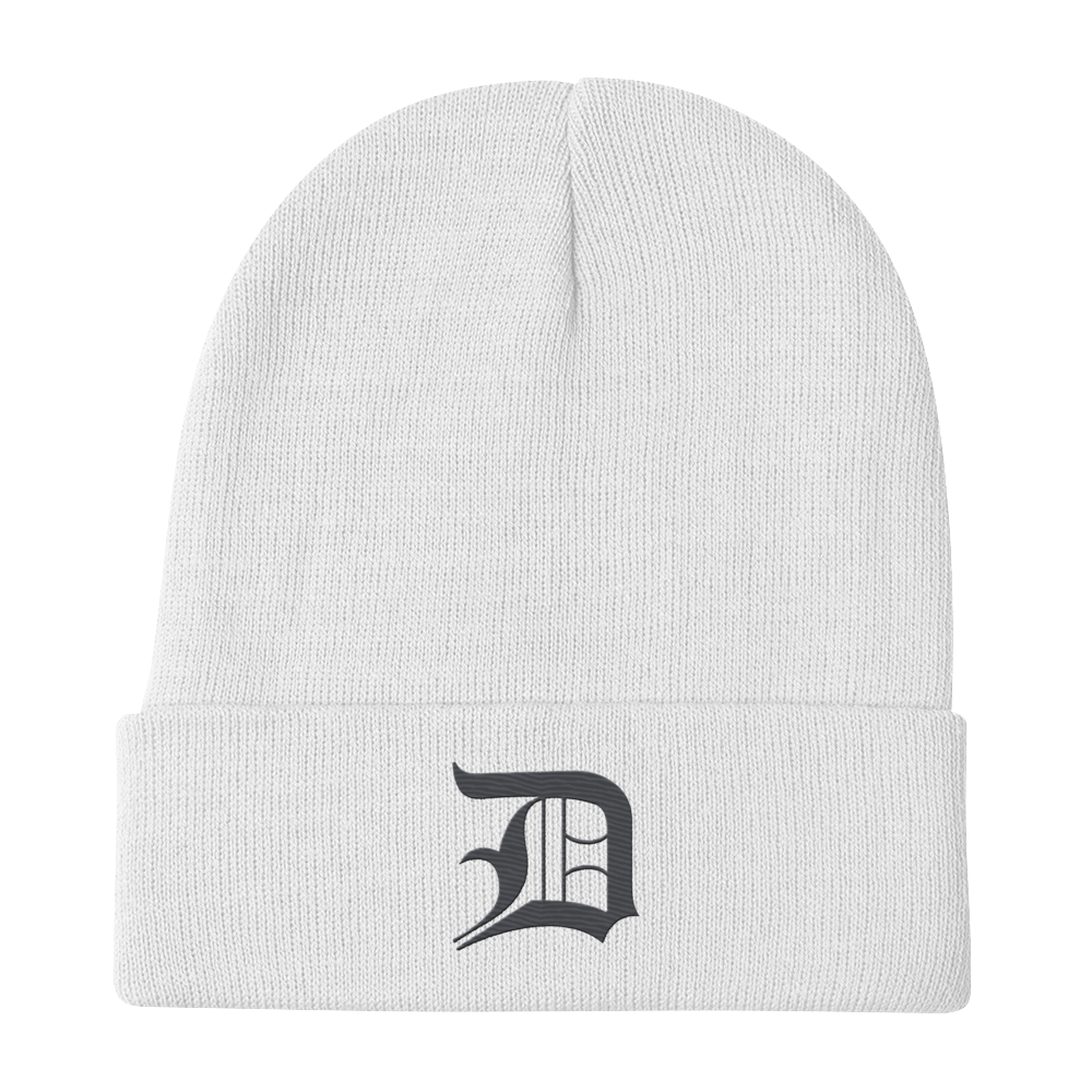 Detroit 'Old English D' Winter Beanie (Iron Ore Grey)