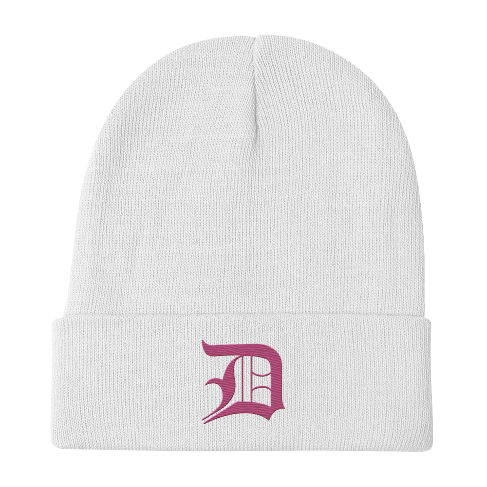 Detroit 'Old English D' Winter Beanie (Apple Blossom Pink)