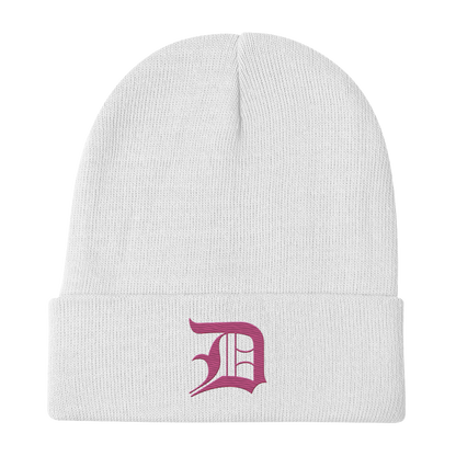 Detroit 'Old English D' Winter Beanie (Apple Blossom Pink)