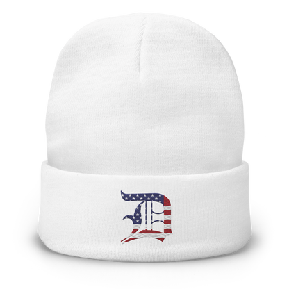 Detroit 'Old English D' Winter Beanie (Patriotic Edition)