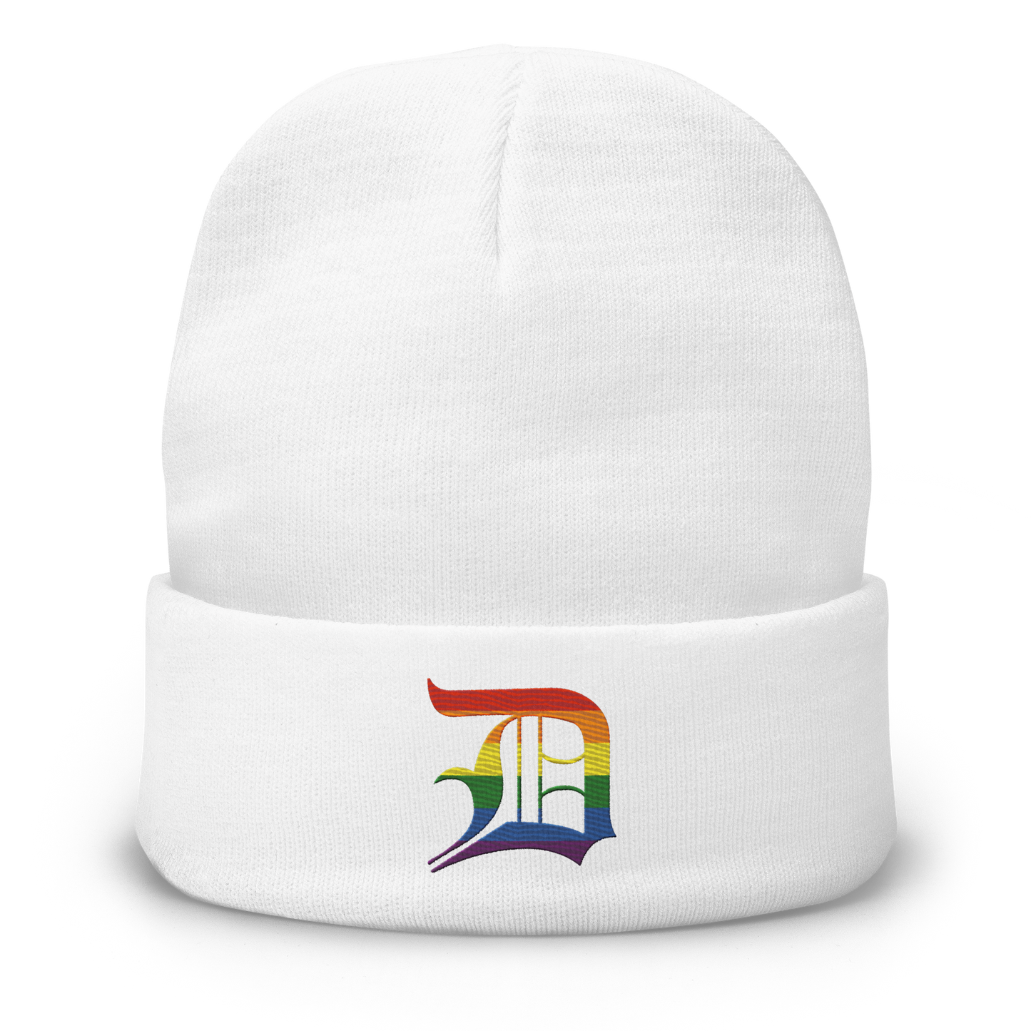 Detroit 'Old English D' Winter Beanie (Rainbow Pride Edition)