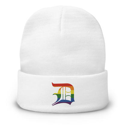 Detroit 'Old English D' Winter Beanie (Rainbow Pride Edition)