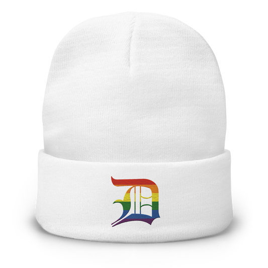 Detroit 'Old English D' Winter Beanie (Rainbow Pride Edition)