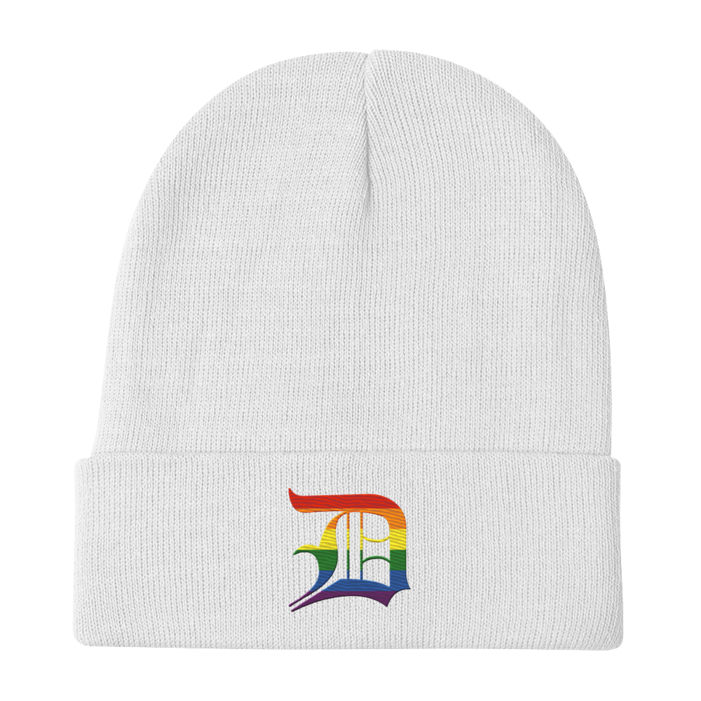 Detroit 'Old English D' Winter Beanie (Rainbow Pride Edition)