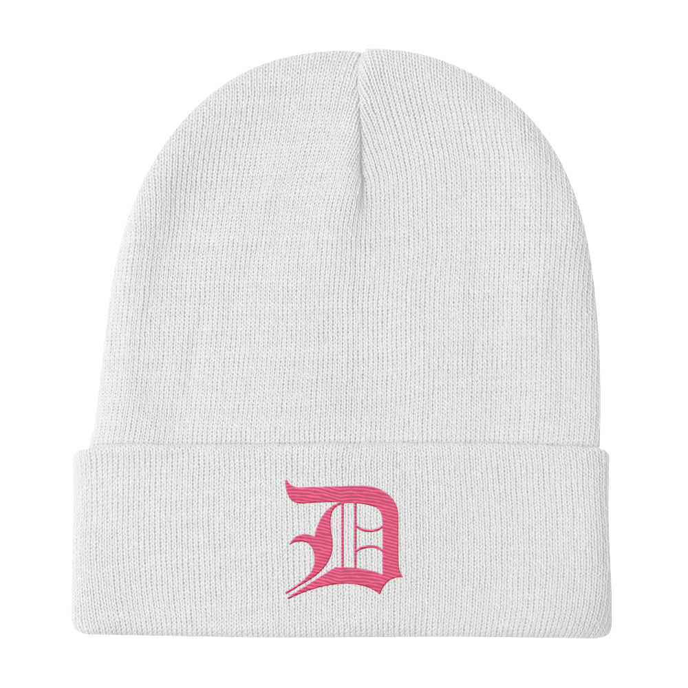 Detroit 'Old English D' Winter Beanie (Rhodochrosite Pink)