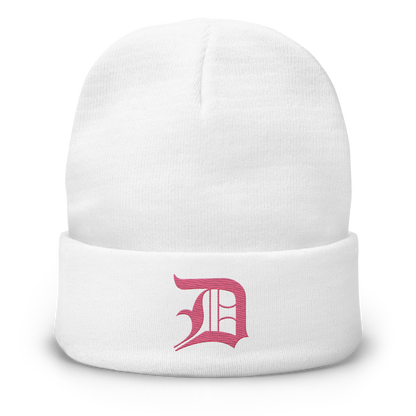 Detroit 'Old English D' Winter Beanie (Rhodochrosite Pink)