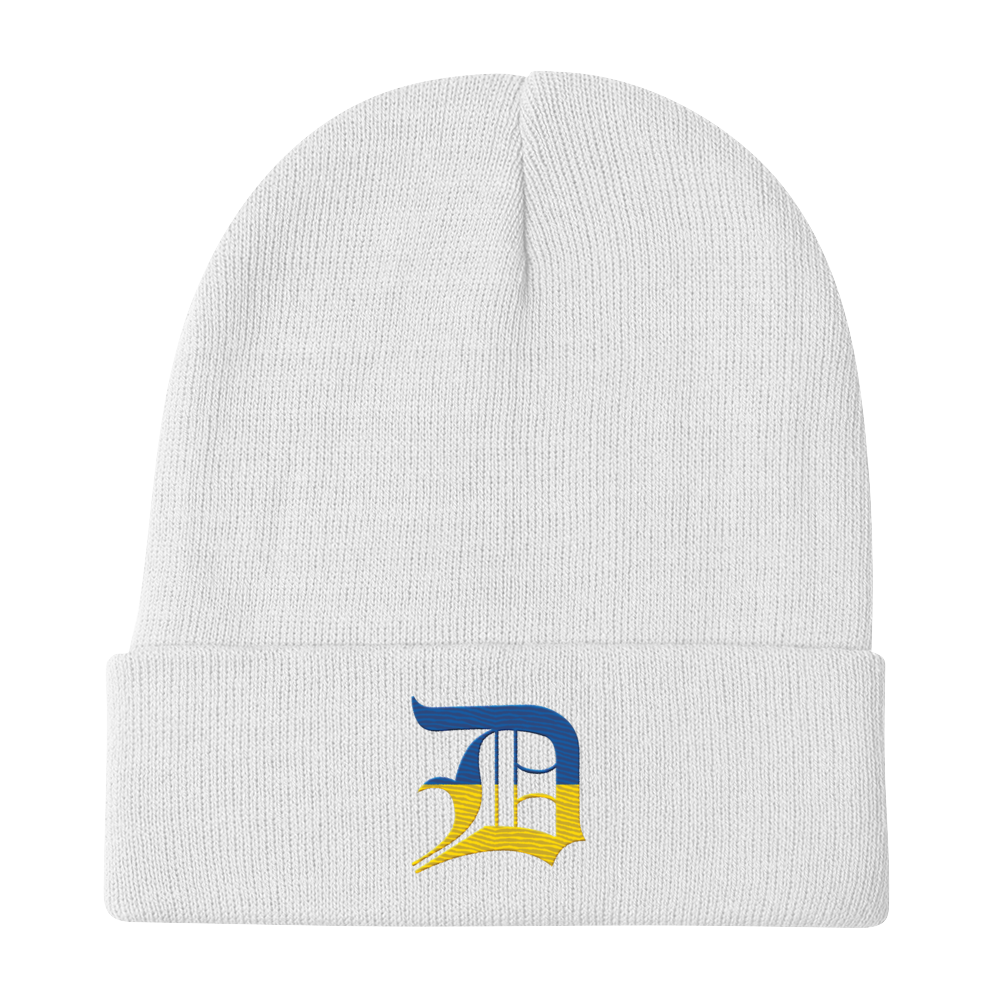 Detroit 'Old English D' Winter Beanie (Ukraine Edition)