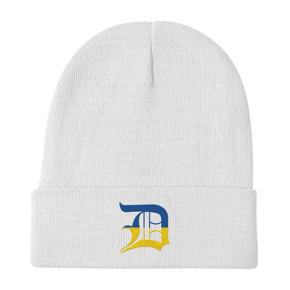 Detroit 'Old English D' Winter Beanie (Ukraine Edition)