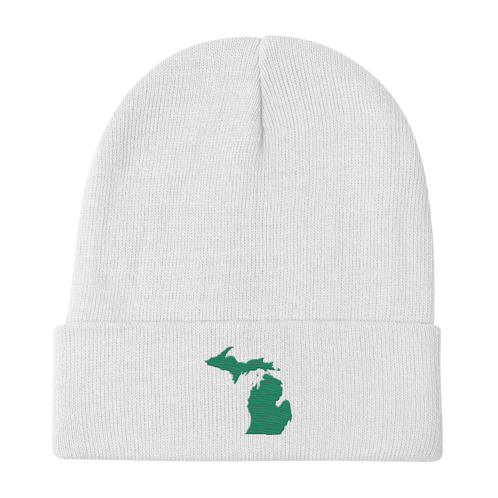 Michigan Winter Beanie | Emerald Green Outline